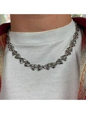 Vintage y2k style cyberpunk opium skater style pendant necklace chain